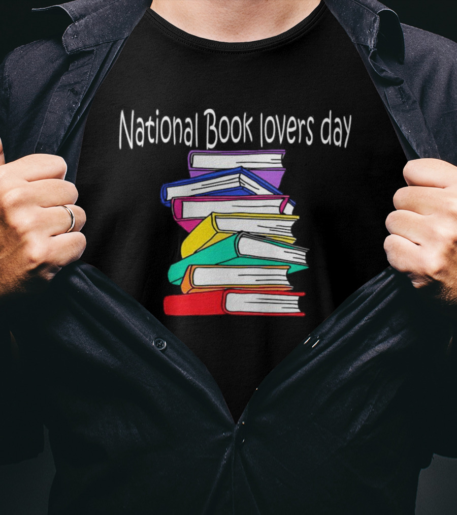 National Book Lovers Day Colorful Stack Of Books T-Shirt