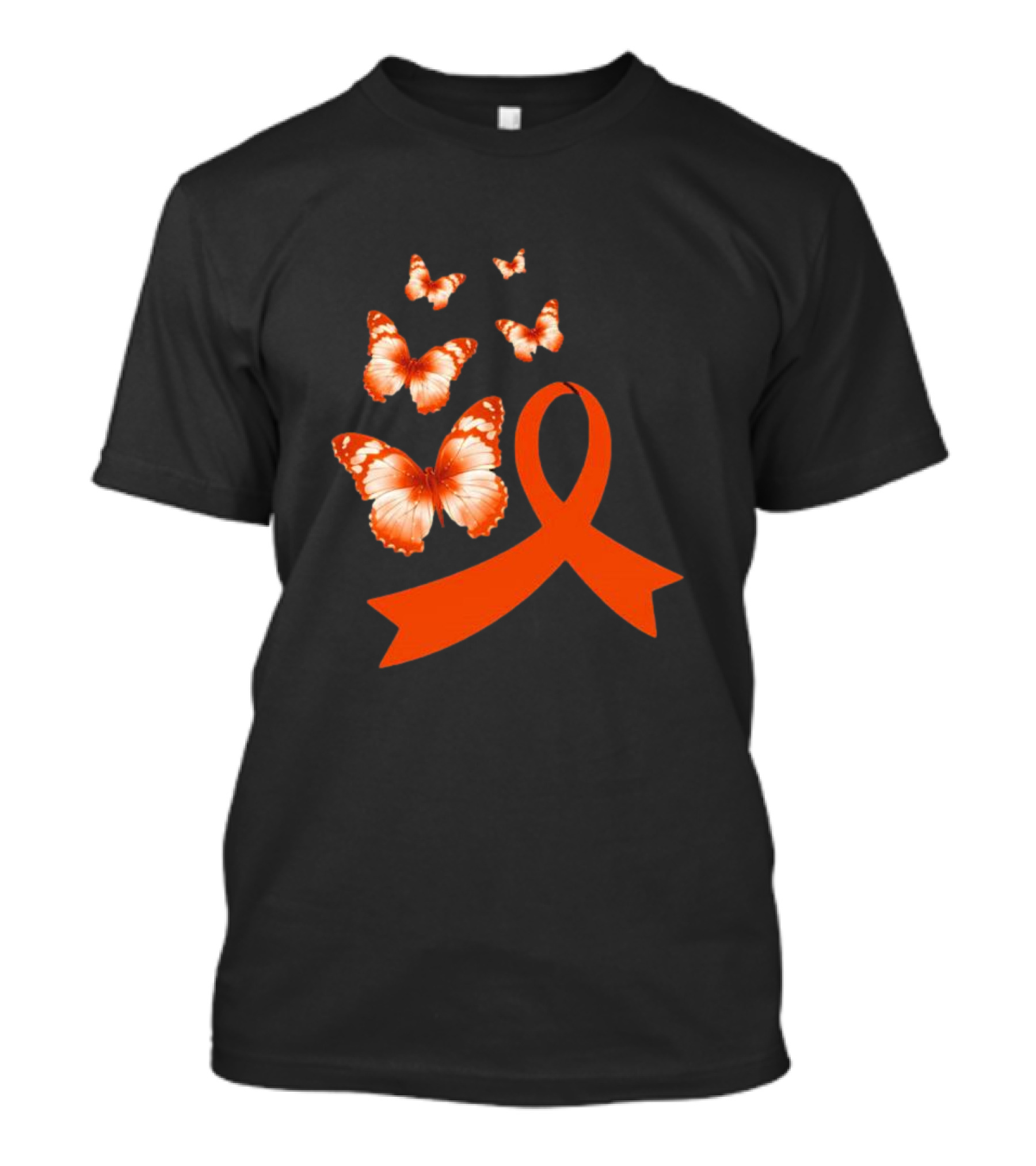 Orange Awareness Ribbon With Butterflies World Hunger Day Symbolization T-Shirt