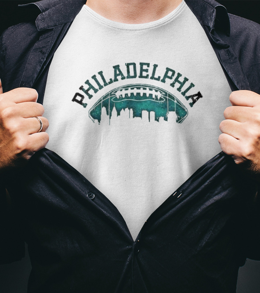 Philadelphia Football Skyline With Football Arch T-Shirt
