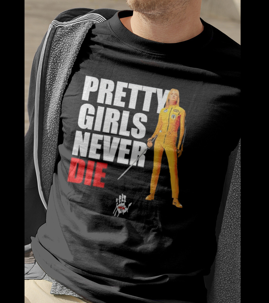 Pretty Girls Never Die Uma Yellow Jumpsuit Sword T-Shirt