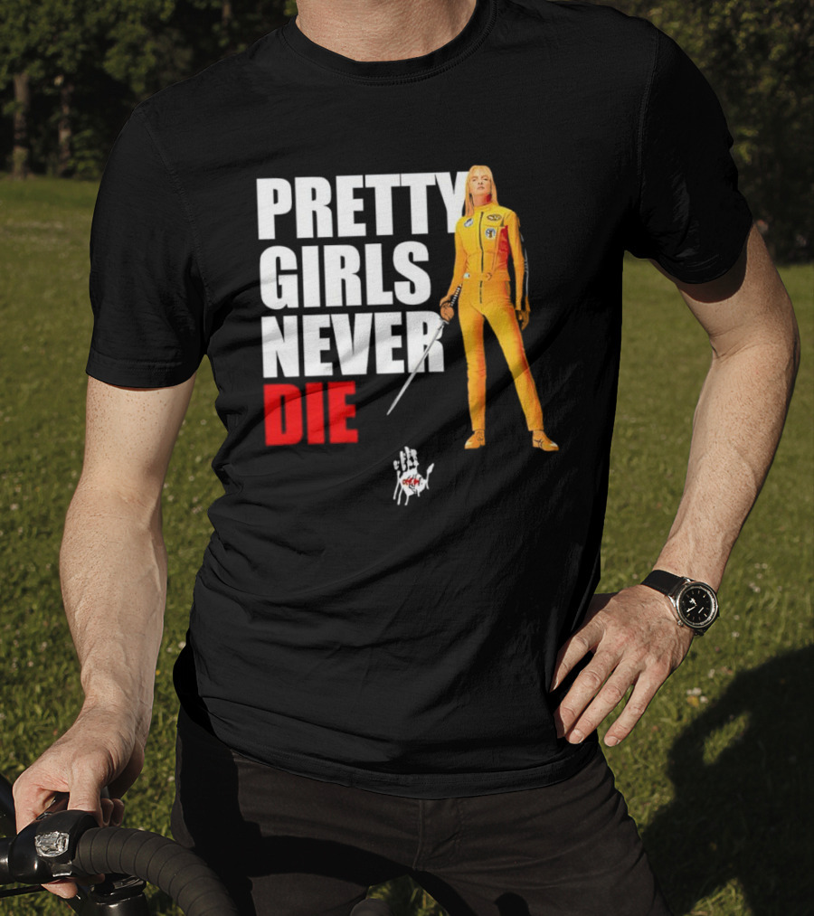 Pretty Girls Never Die Uma Yellow Jumpsuit Sword T-Shirt