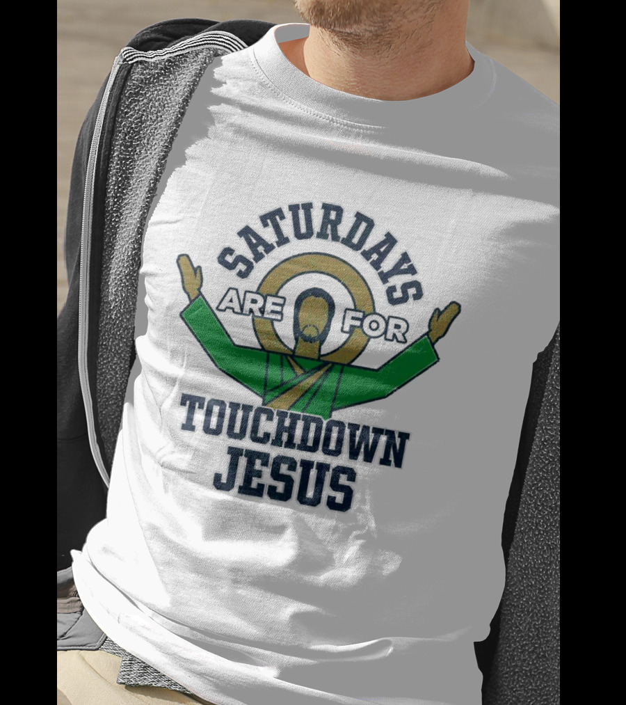 Saturdays Are For Touchdown Jesus Iconic Football T-Shirt