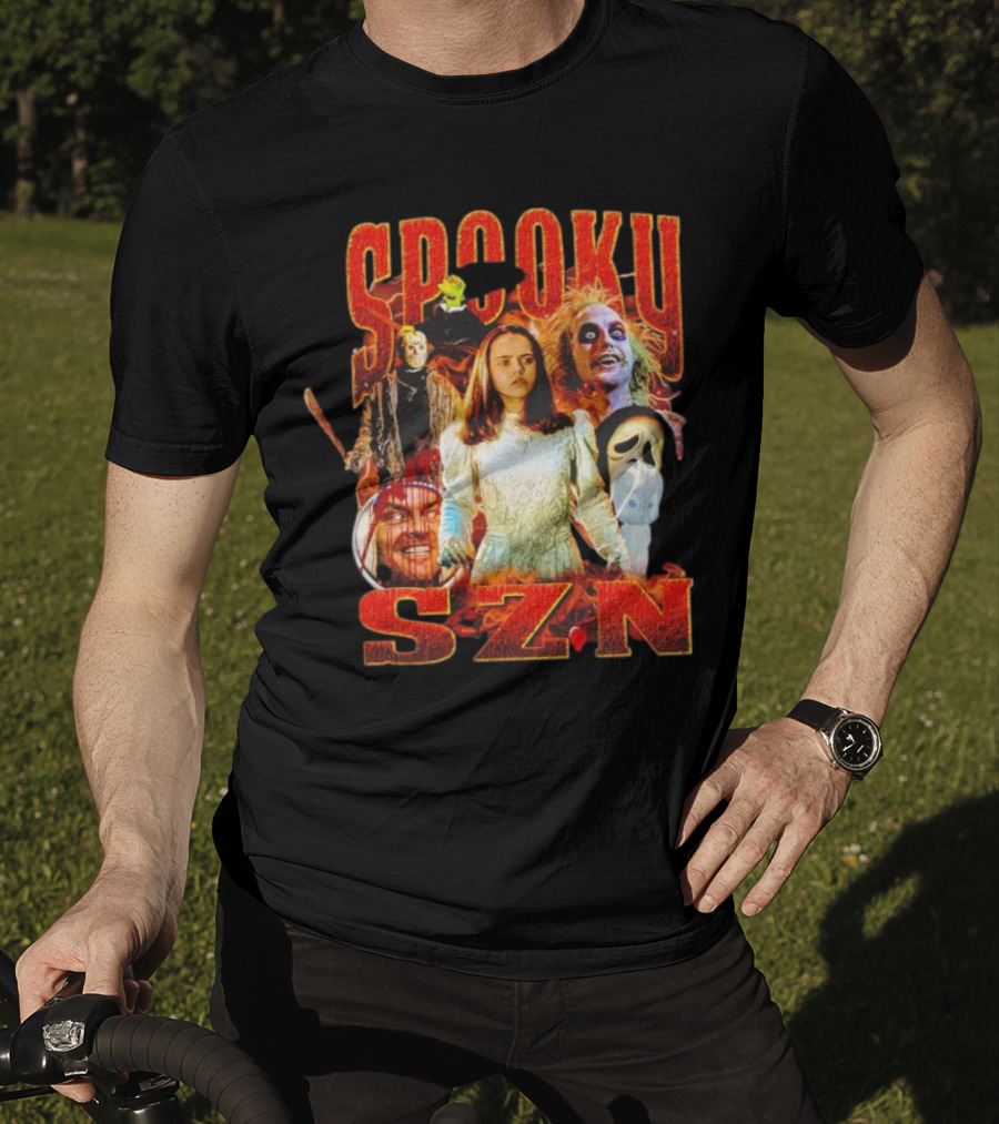 Spooky Szn Halloween Horror Characters Collage T-Shirt