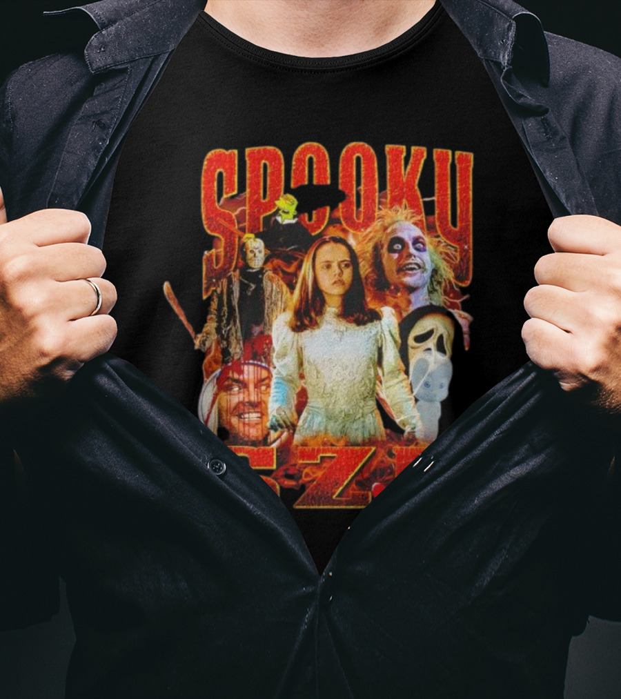 Spooky Szn Halloween Horror Characters Collage T-Shirt