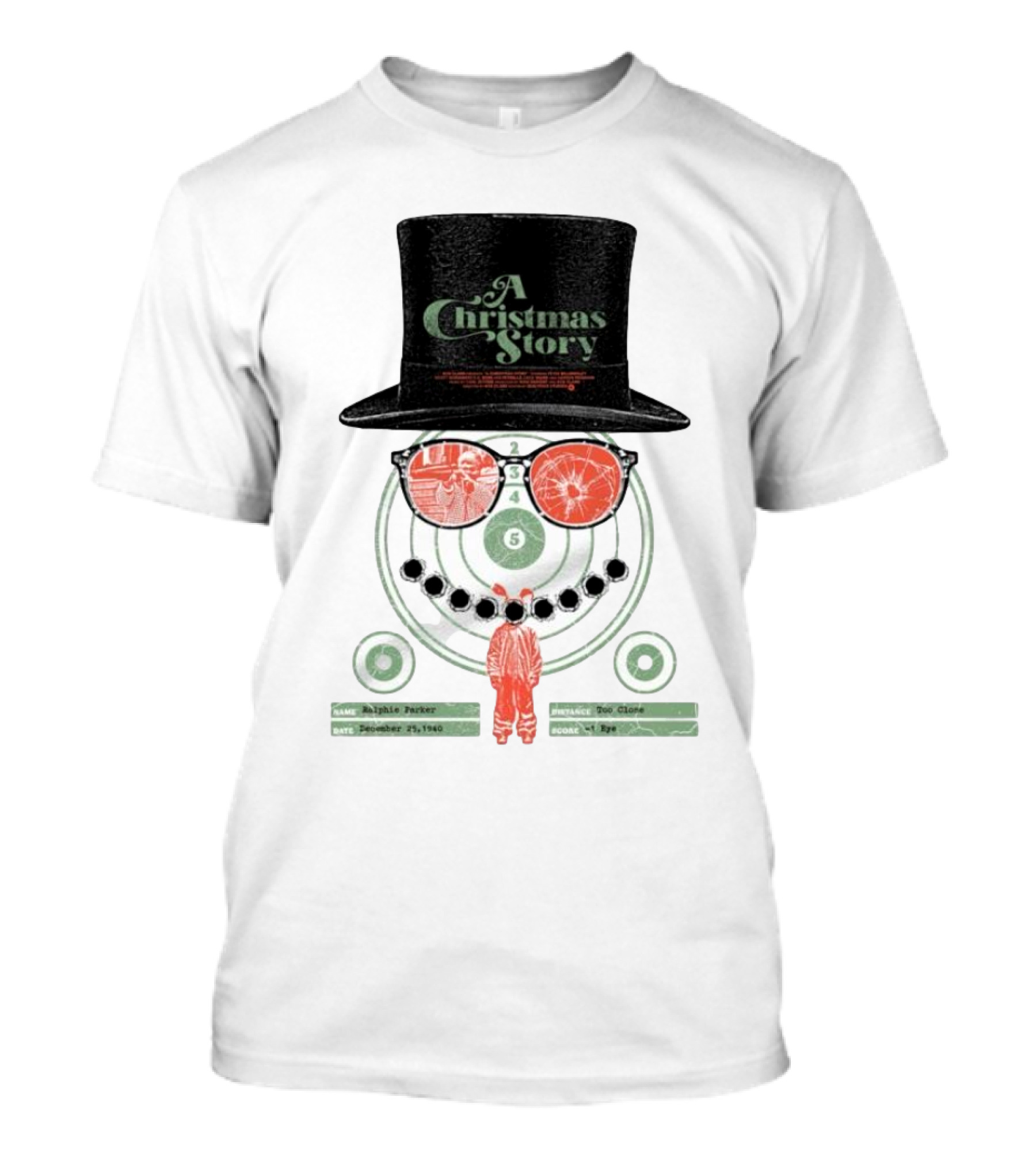 A Christmas Story Ralphie Parker Shooting Range With Top Hat And Glasses T-Shirt