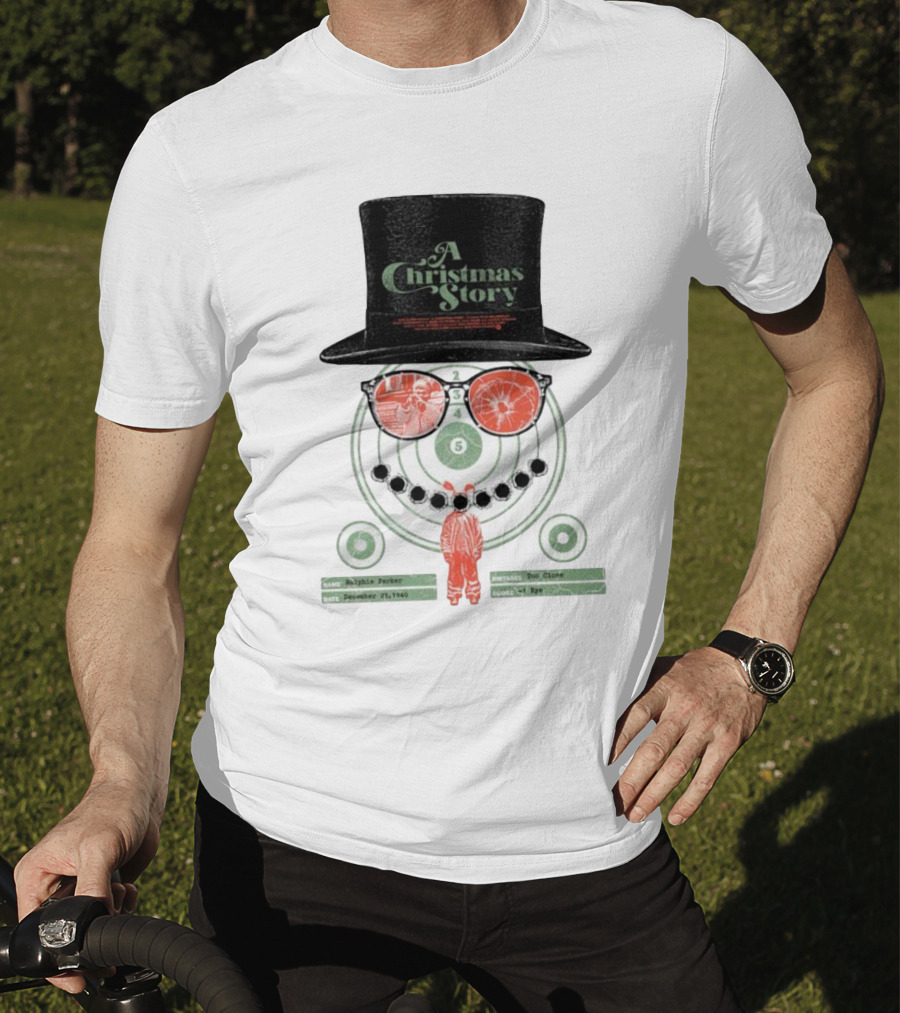 A Christmas Story Ralphie Parker Shooting Range With Top Hat And Glasses T-Shirt