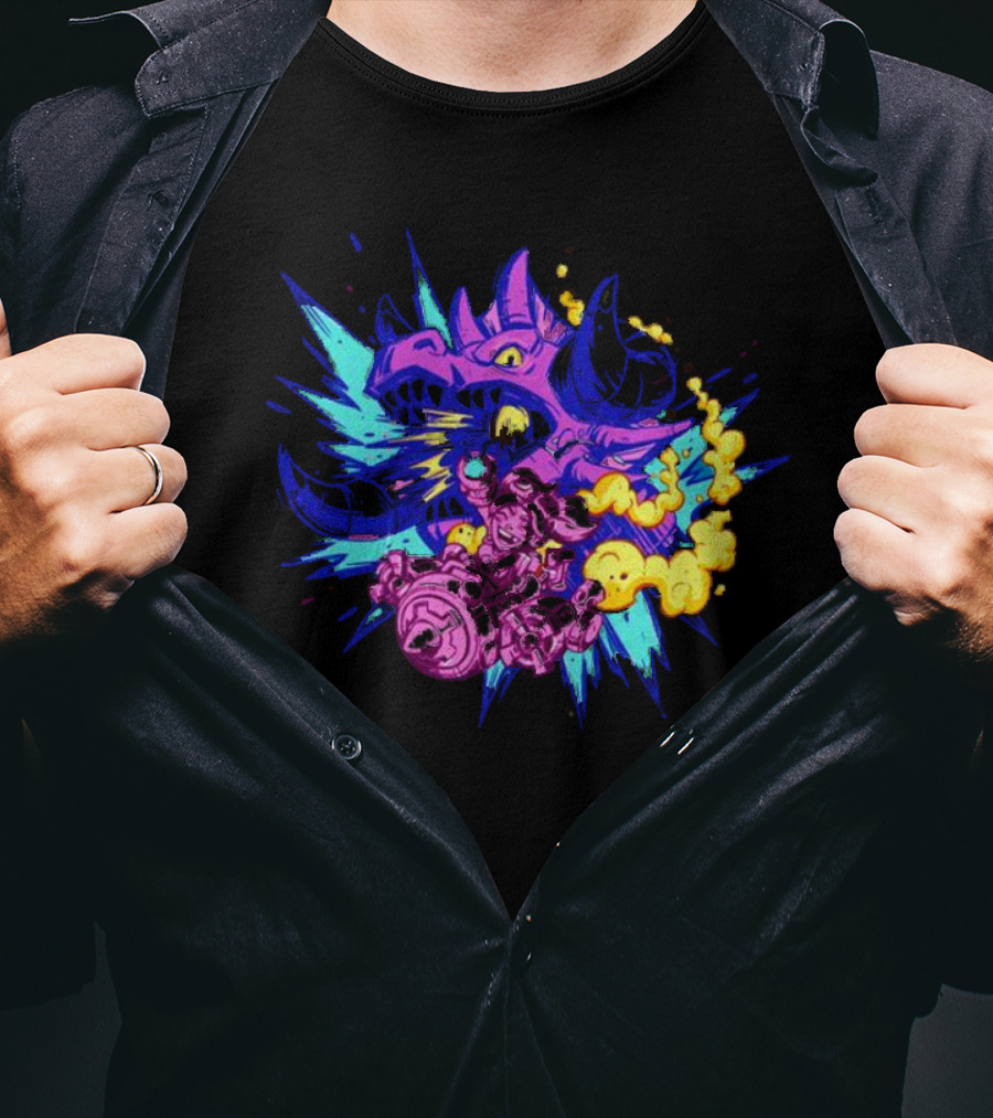 Blizzard Gear Warcraft Rumble Vibrant Dragon Mech Battle Explosion T-Shirt