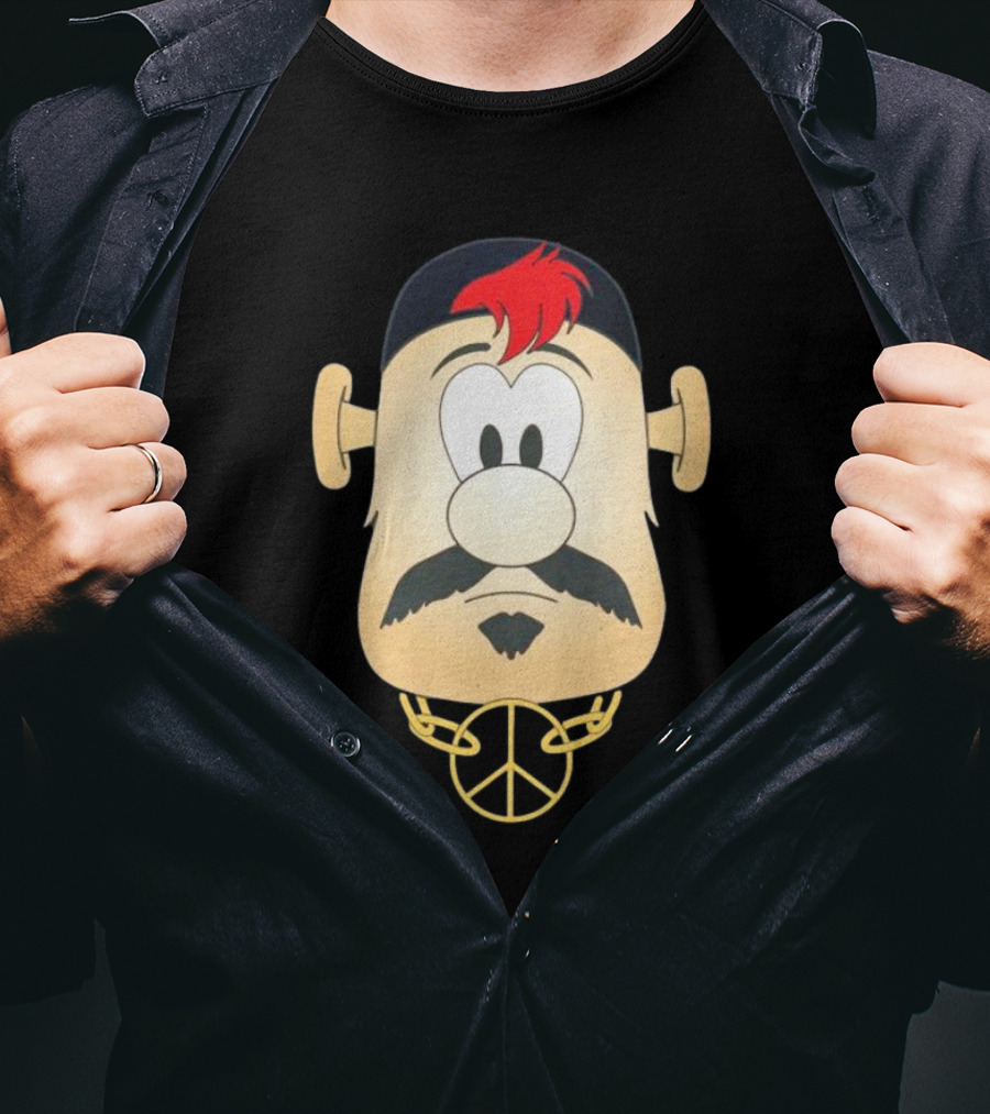 Blooper Strider Cartoon Face With Peace Necklace T-Shirt