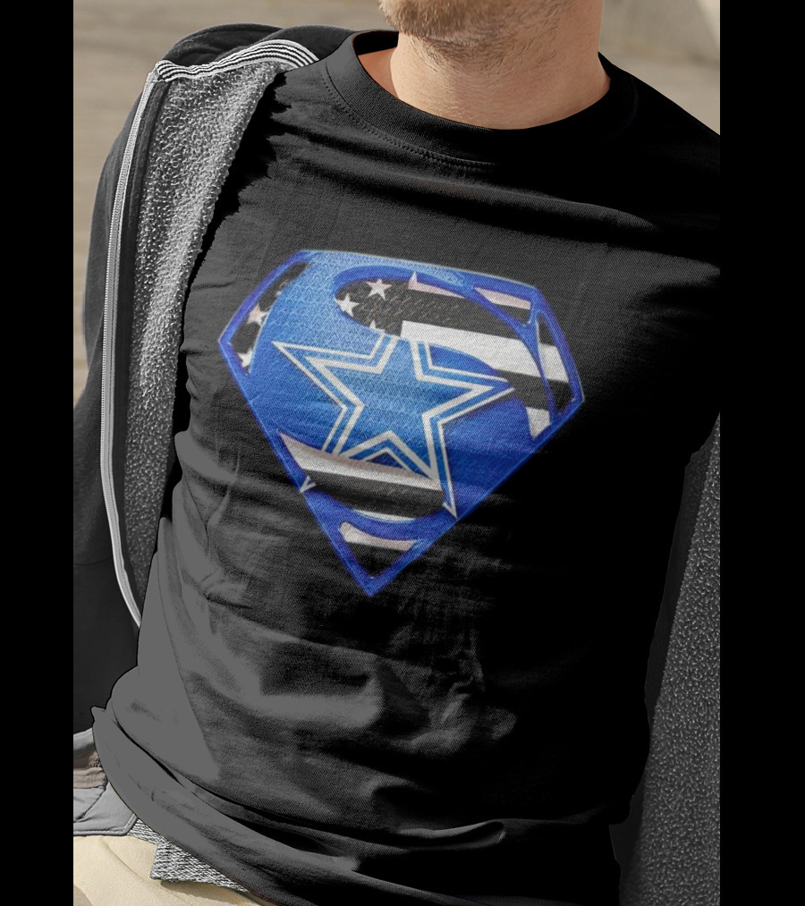 Dallas Cowboys Superman Icon With American Flag Elements T-Shirt