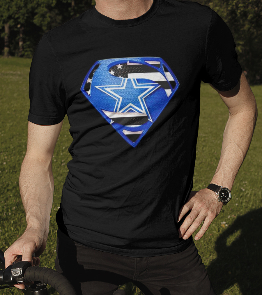 Dallas Cowboys Superman Icon With American Flag Elements T-Shirt