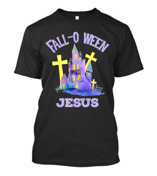 Falloween Jesus Haunted Castle With Crosses T-Shirt