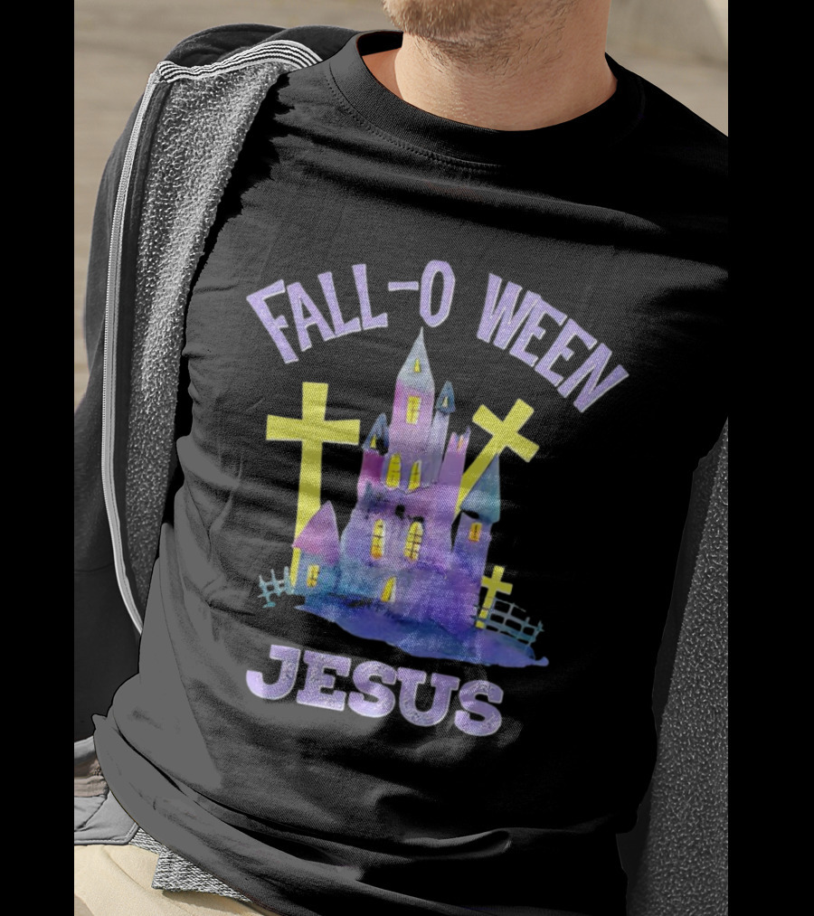 Falloween Jesus Haunted Castle With Crosses T-Shirt