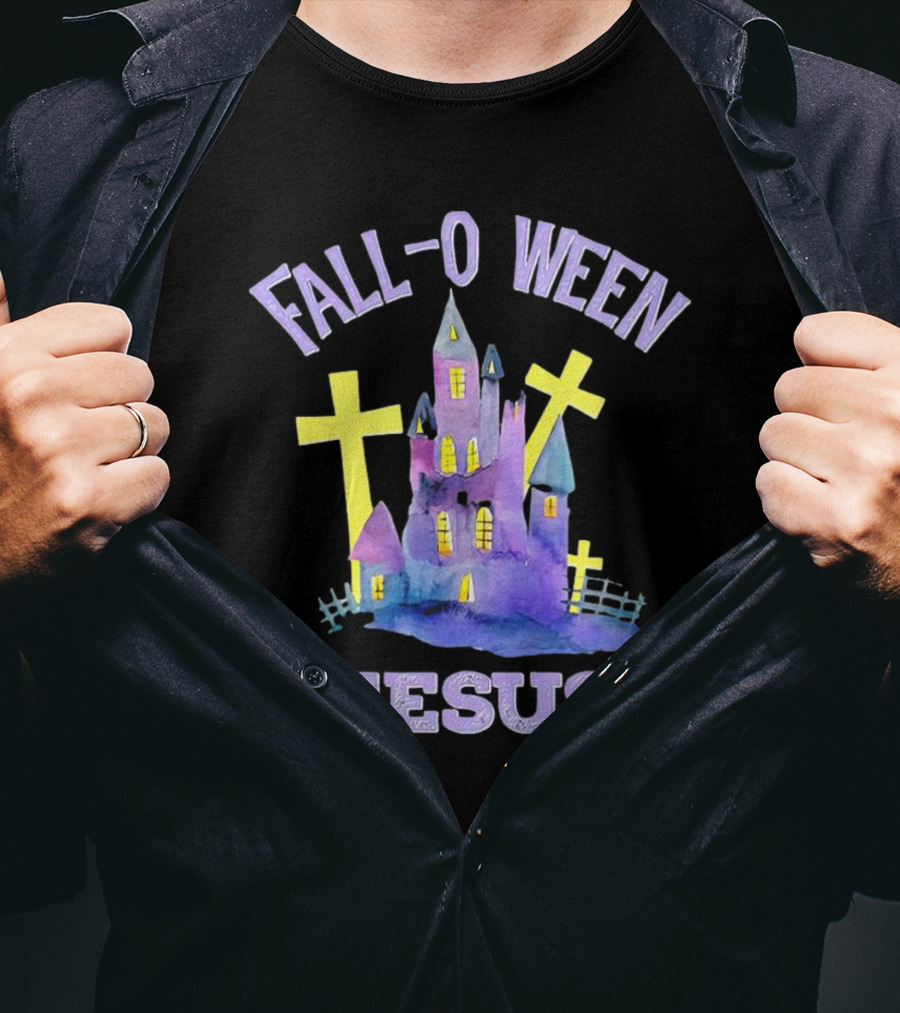 Falloween Jesus Haunted Castle With Crosses T-Shirt