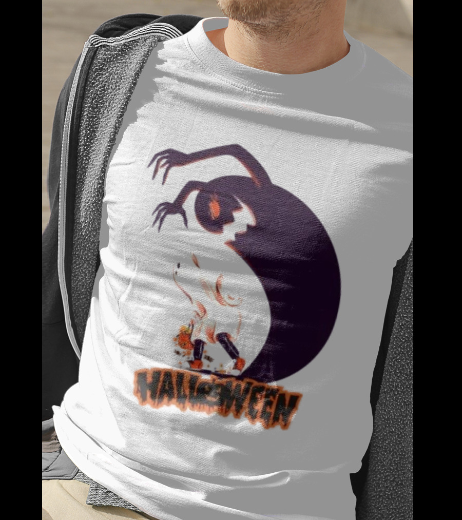 Happy Halloween Spooky Shadow Ghost With Pumpkin T-Shirt