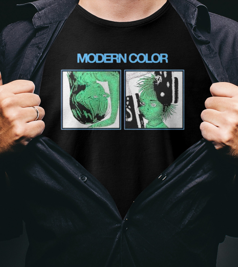 MODERN COLOR FORTRESS Anime Abstract Green Portraits T-Shirt