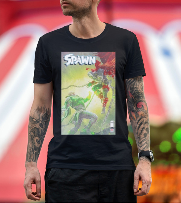 Premium T-Shirt: Spawn 347 Comic Cover Dark Hero Battle Chains T-Shirt Spawn 347 Comic Cover Dark Hero Battle Chains T-Shirt