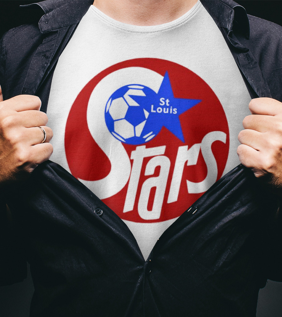 St Louis Stars Soccer 1977 NASL Classic Logo With Soccer Ball And Blue Star T-Shirt