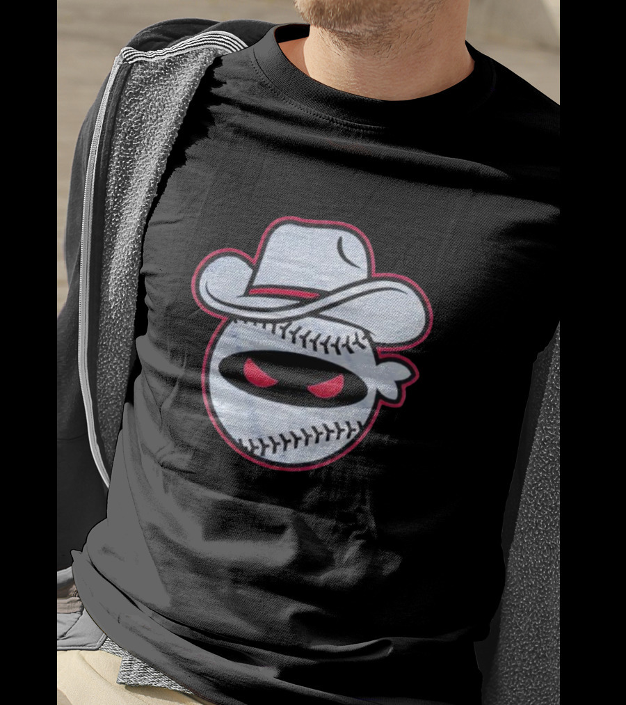 Pitching Ninja Cowboy Baseball Icon Wearing Cowboy Hat T-Shirt