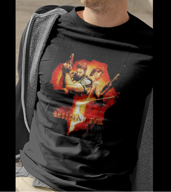 Resident Evil 5 Chris Redfield Sheva Alomar Vintage Retro Game T-Shirt