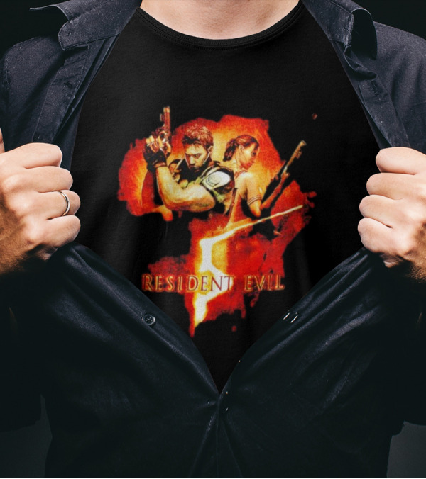 Resident Evil 5 Chris Redfield Sheva Alomar Vintage Retro Game T-Shirt