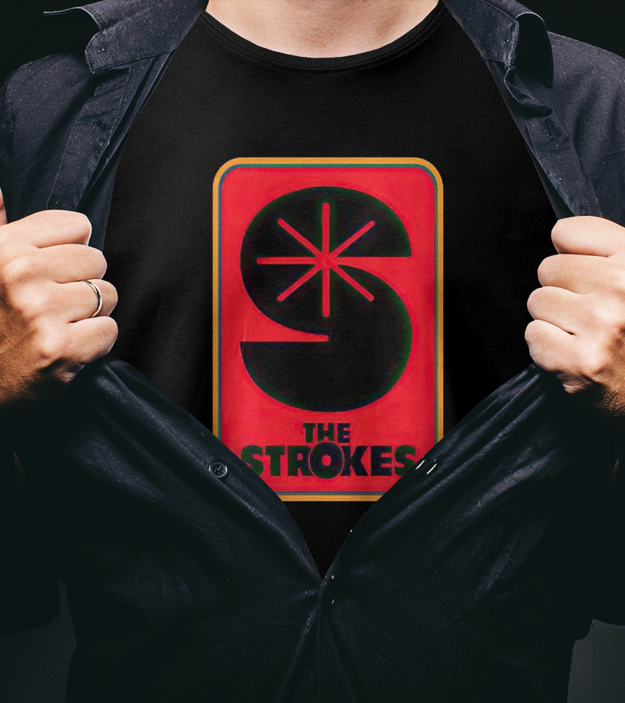 The Strokes Retro Logo Red Black Starburst T-Shirt