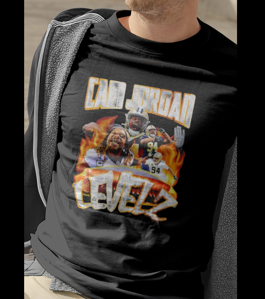 Cam Jordan Levelz Football Flames Action 94 T-Shirt