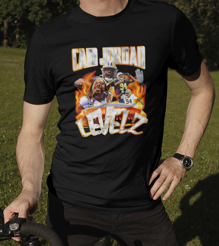 Cam Jordan Levelz Football Flames Action 94 T-Shirt