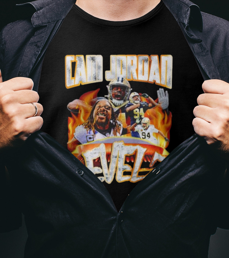 Cam Jordan Levelz Football Flames Action 94 T-Shirt