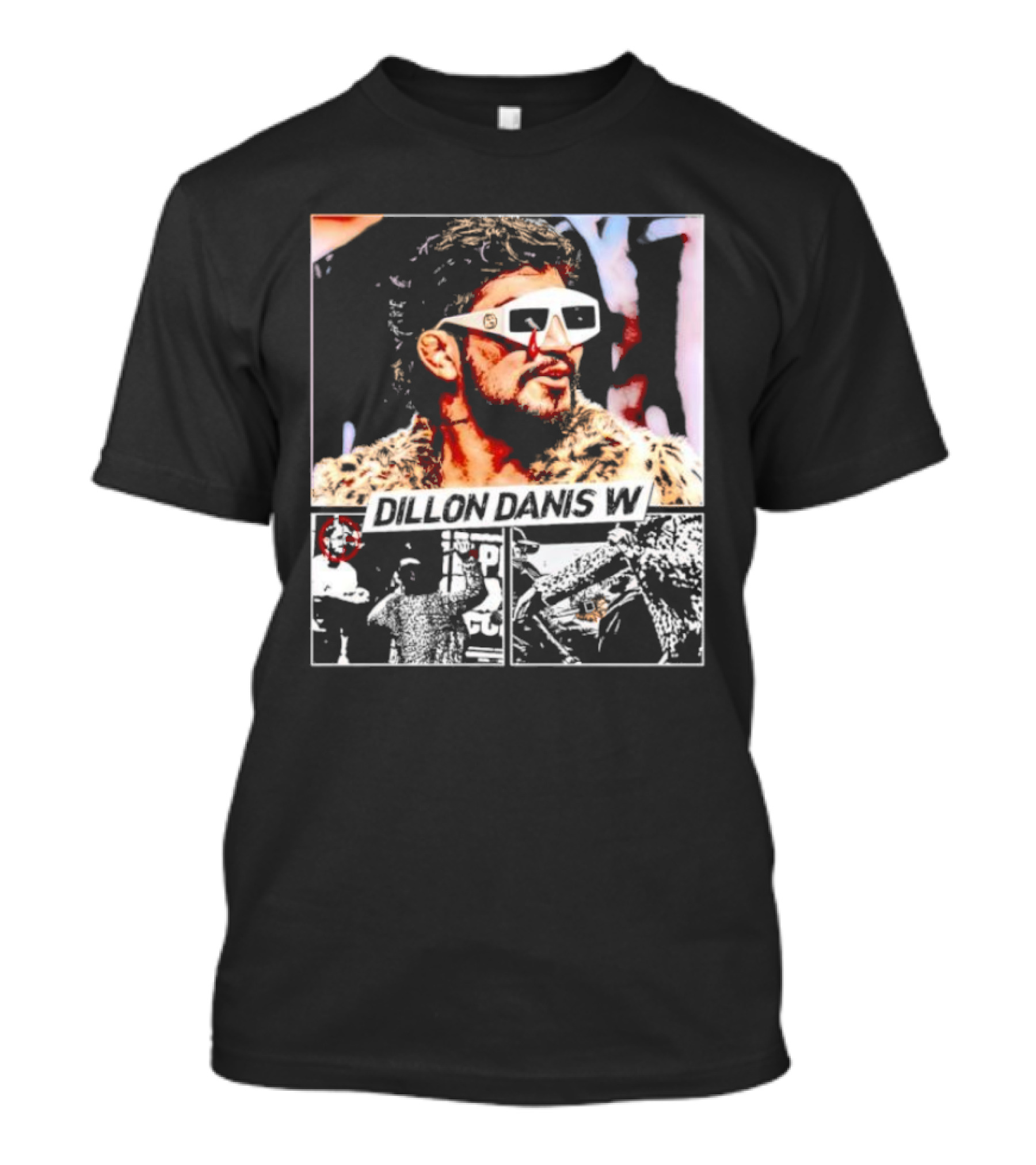 Dillon Danis W Sunglasses And Leopard Print Coat T-Shirt