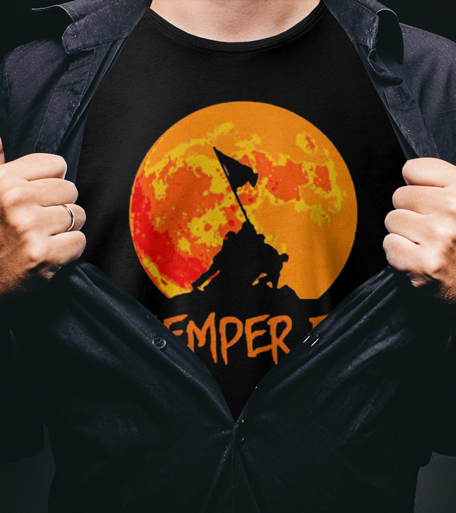 Semper Fi Halloween Full Moon Flag Raising T-Shirt