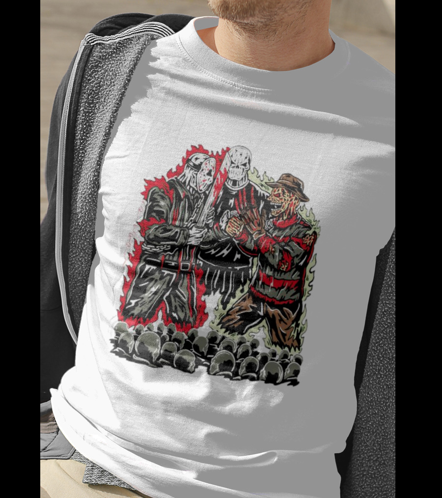 Horror Movies Violent Faceoff Battle Trio In Crowded Arena T-Shirt