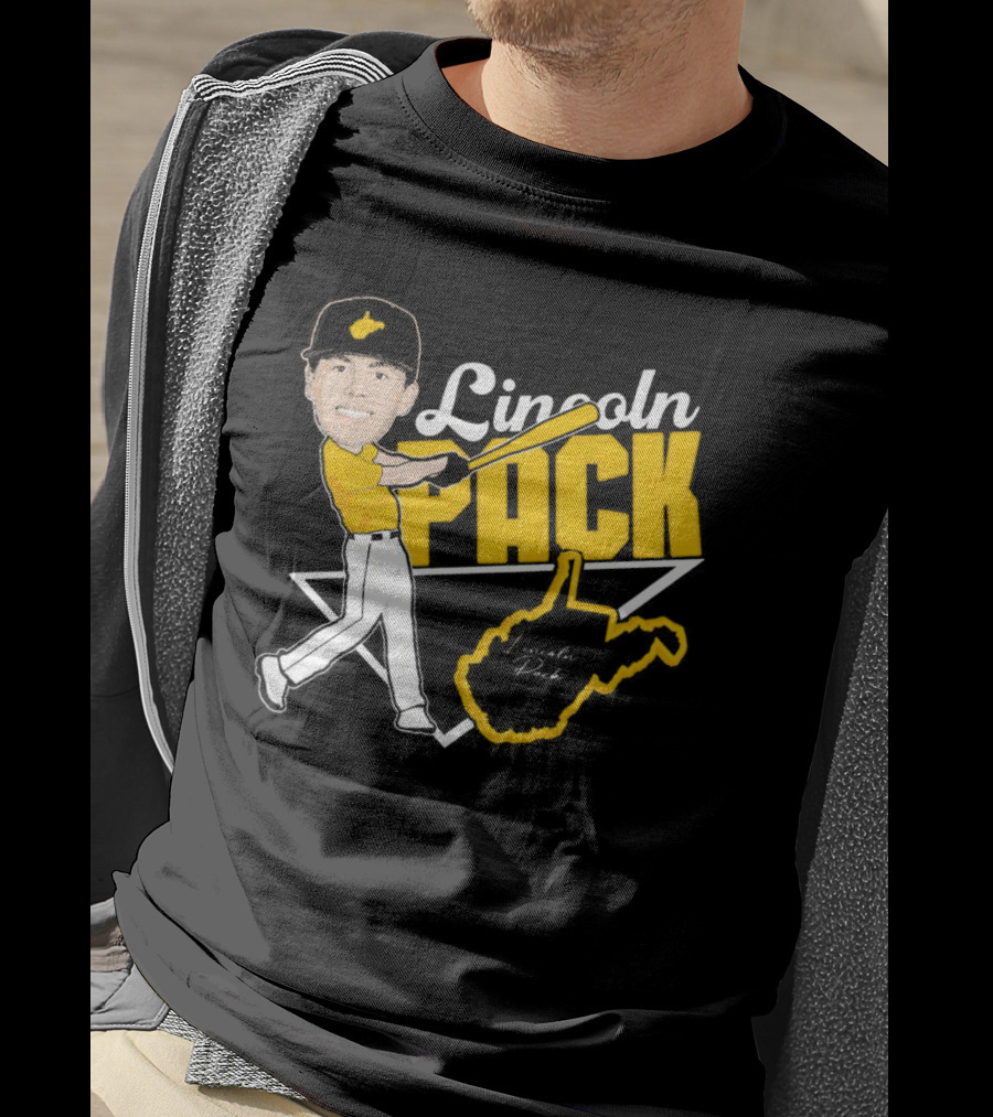 Lincoln Pack Baseball Caricature With Signature And West Virginia T-Shirt