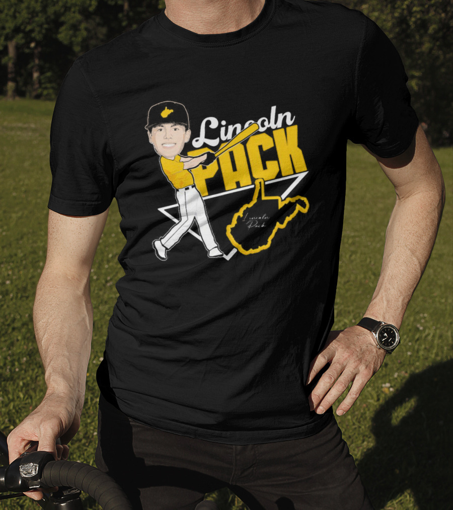 Lincoln Pack Baseball Caricature With Signature And West Virginia T-Shirt
