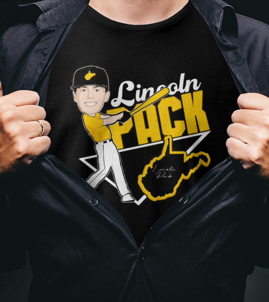 Lincoln Pack Baseball Caricature With Signature And West Virginia T-Shirt