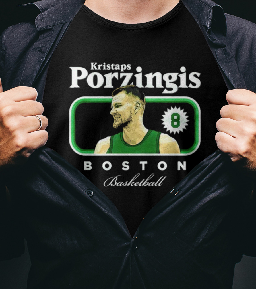 Kristaps Porzingis Boston Basketball Number 8 Cover T-Shirt
