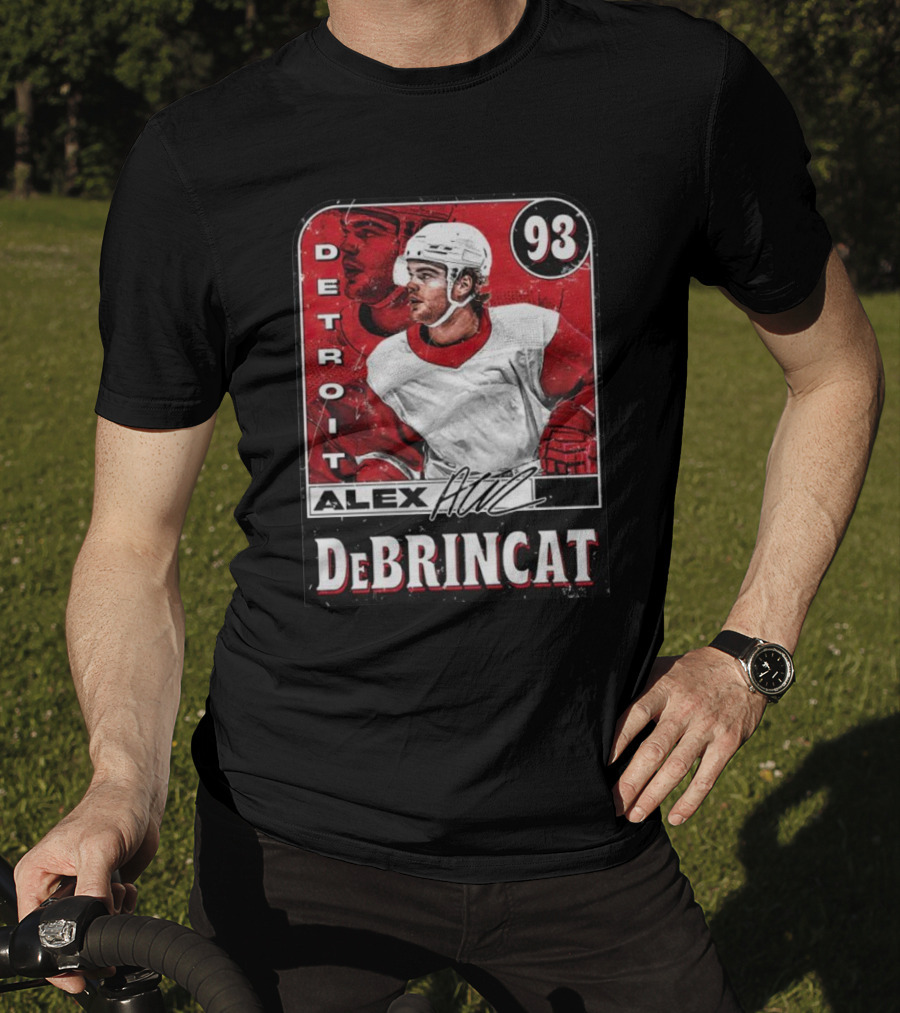 Detroit Alex DeBrincat 93 Card Red And White Hockey T-Shirt