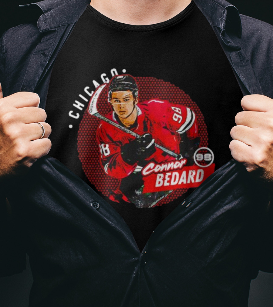 Connor Bedard Chicago 98 Hockey Player Red Dot T-Shirt