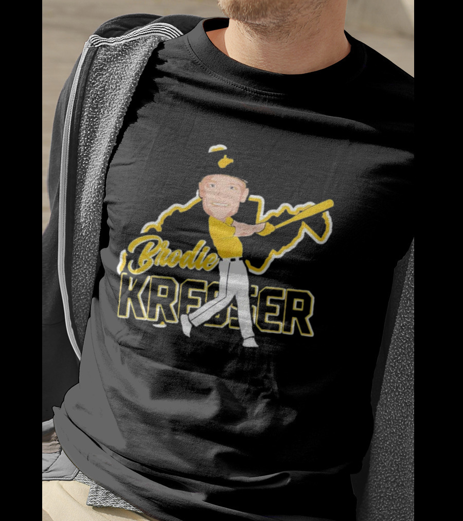 Brodie Kresser Caricature Signature Baseball Player With Bat And Outline T-Shirt