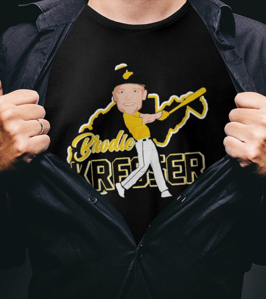 Brodie Kresser Caricature Signature Baseball Player With Bat And Outline T-Shirt