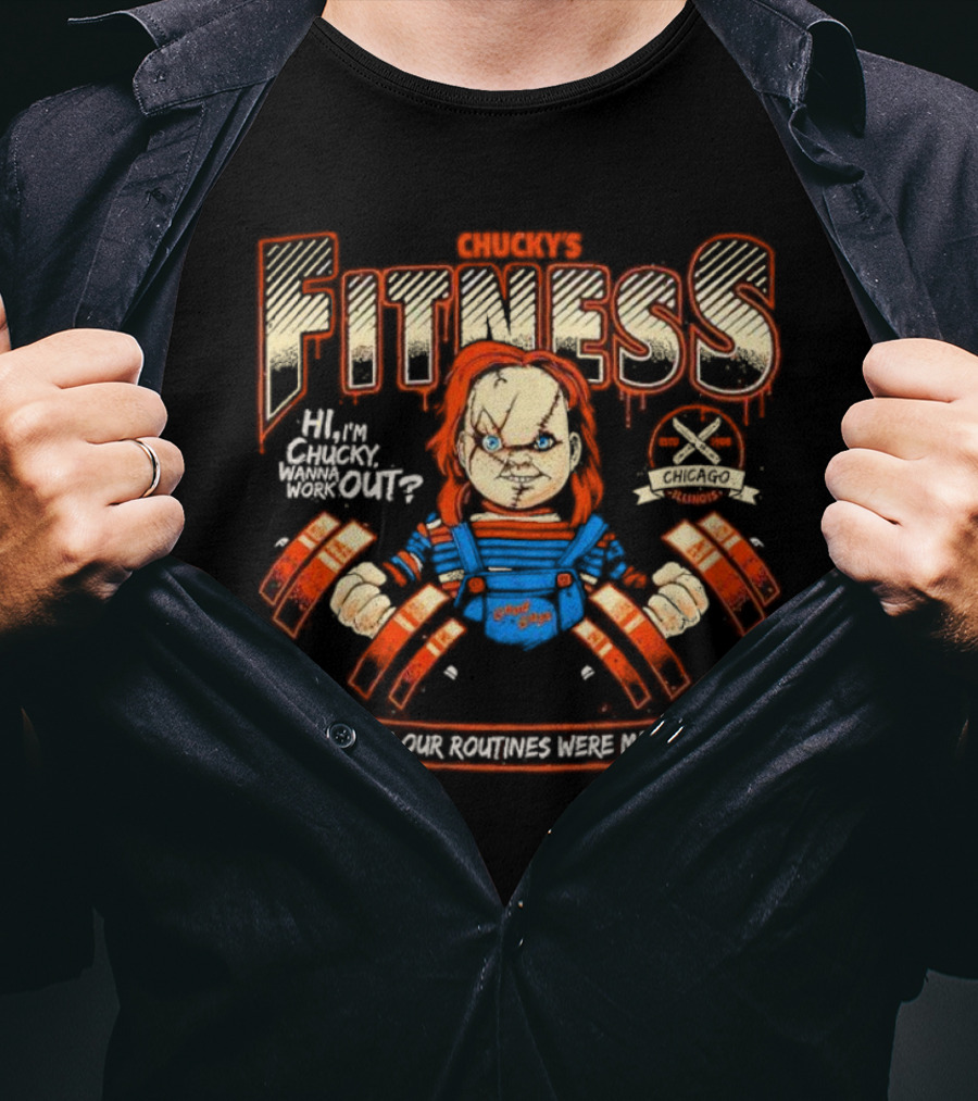 Chucky's Fitness Gym Halloween Chicago Horror Workout Routines T-Shirt