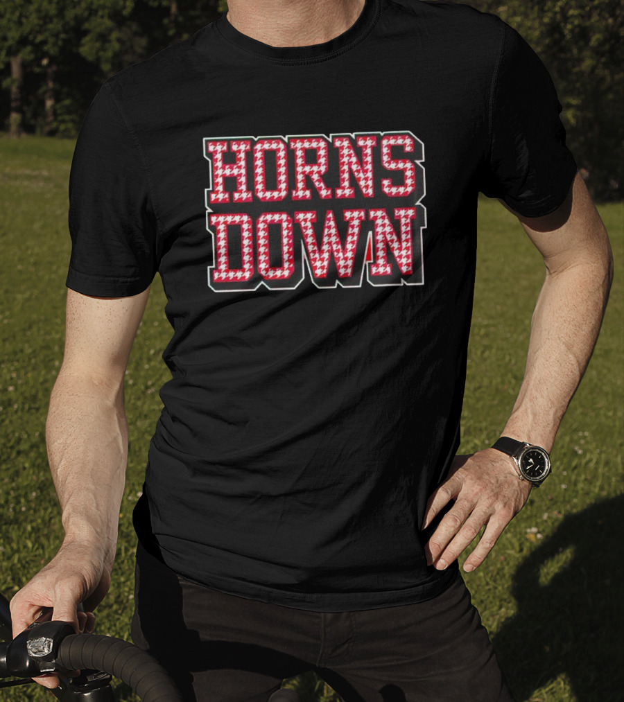 Houndstooth Horns Down Black T-Shirt