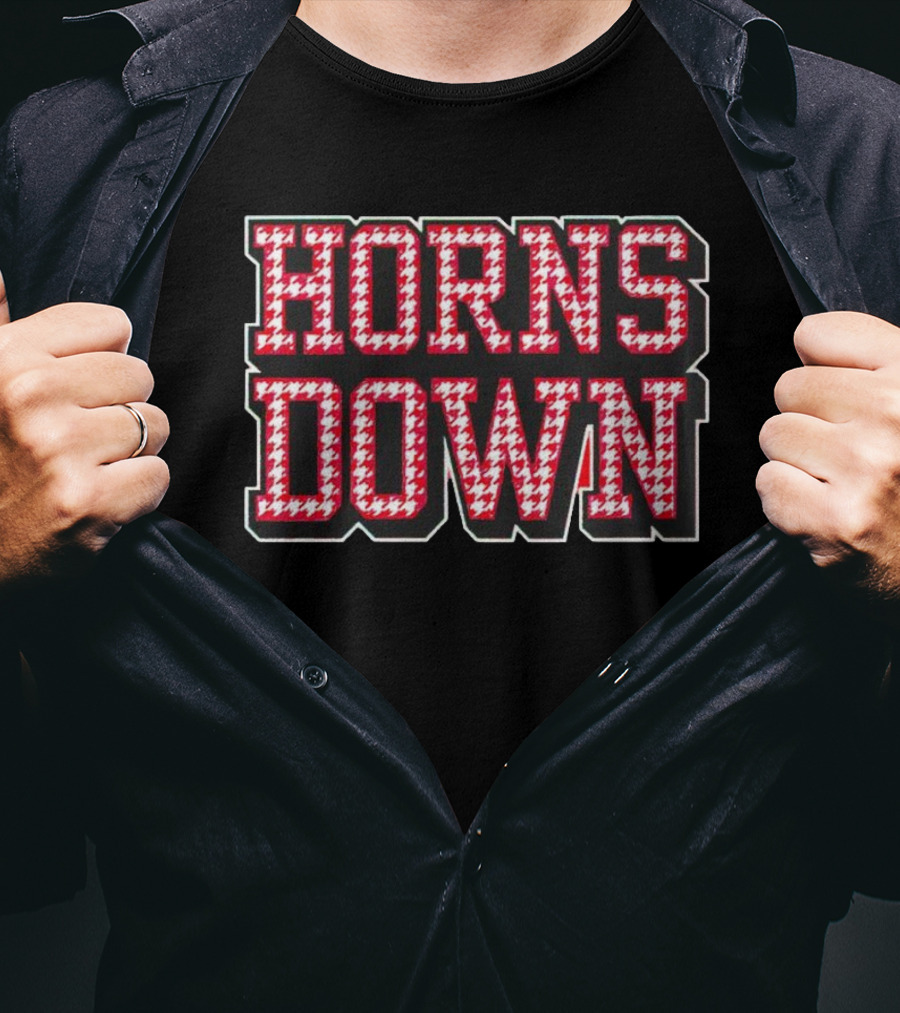 Houndstooth Horns Down Black T-Shirt