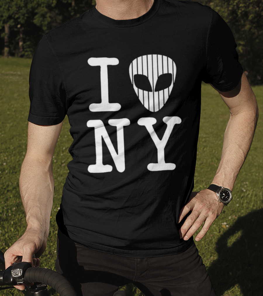 I Alien NY Alien Head Baseball Stripes T-Shirt