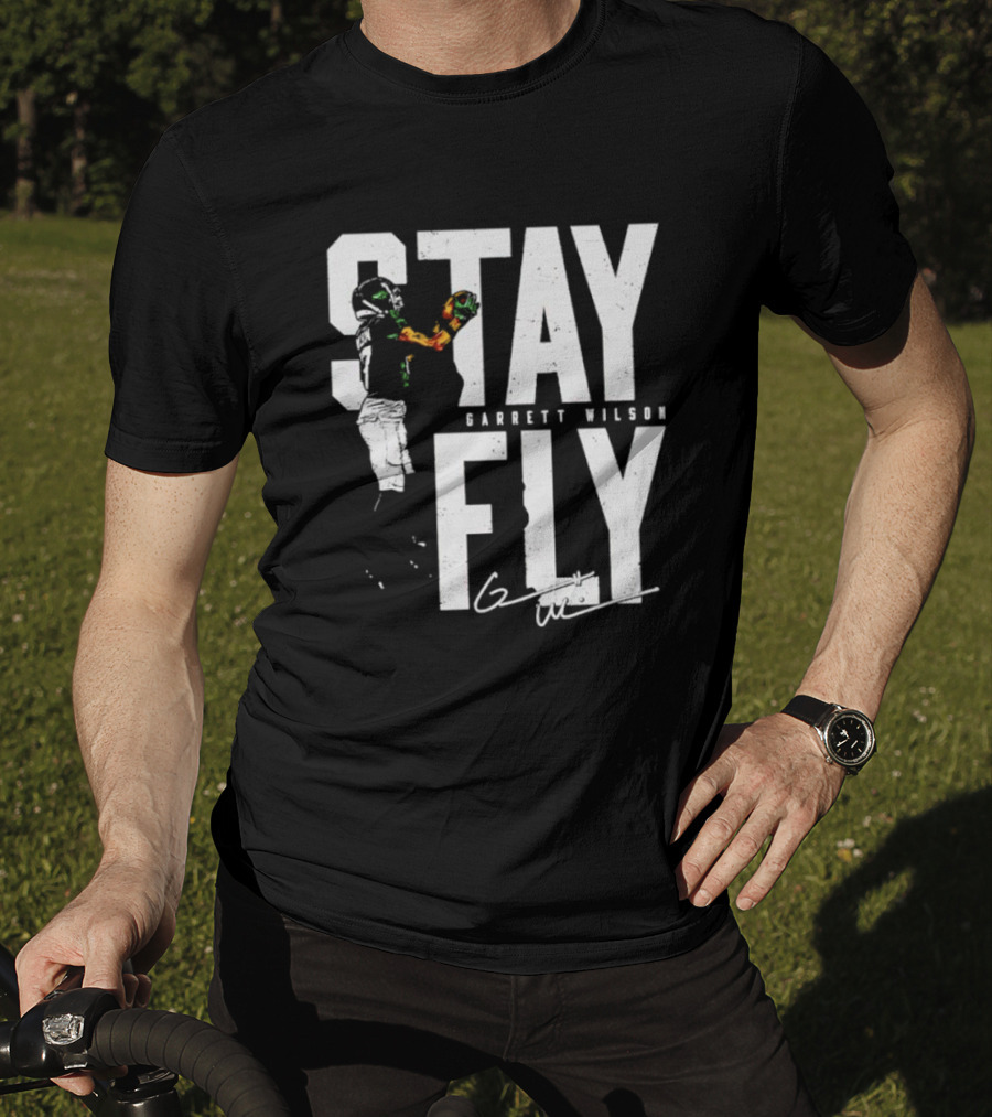 Garrett Wilson Stay Fly New York Jets Signature Catch T-Shirt