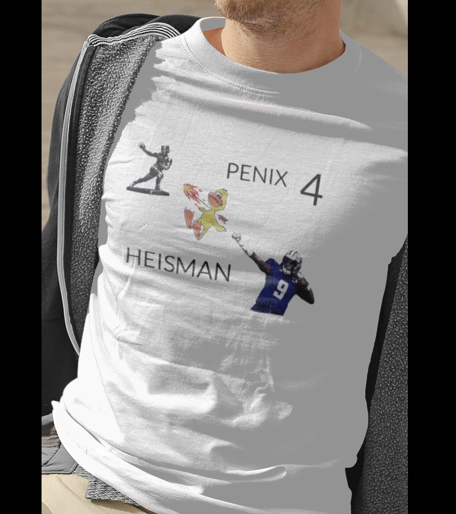Penix 4 Heisman Football Player Number 9 With Trophy And Mascot Image T-Shirt