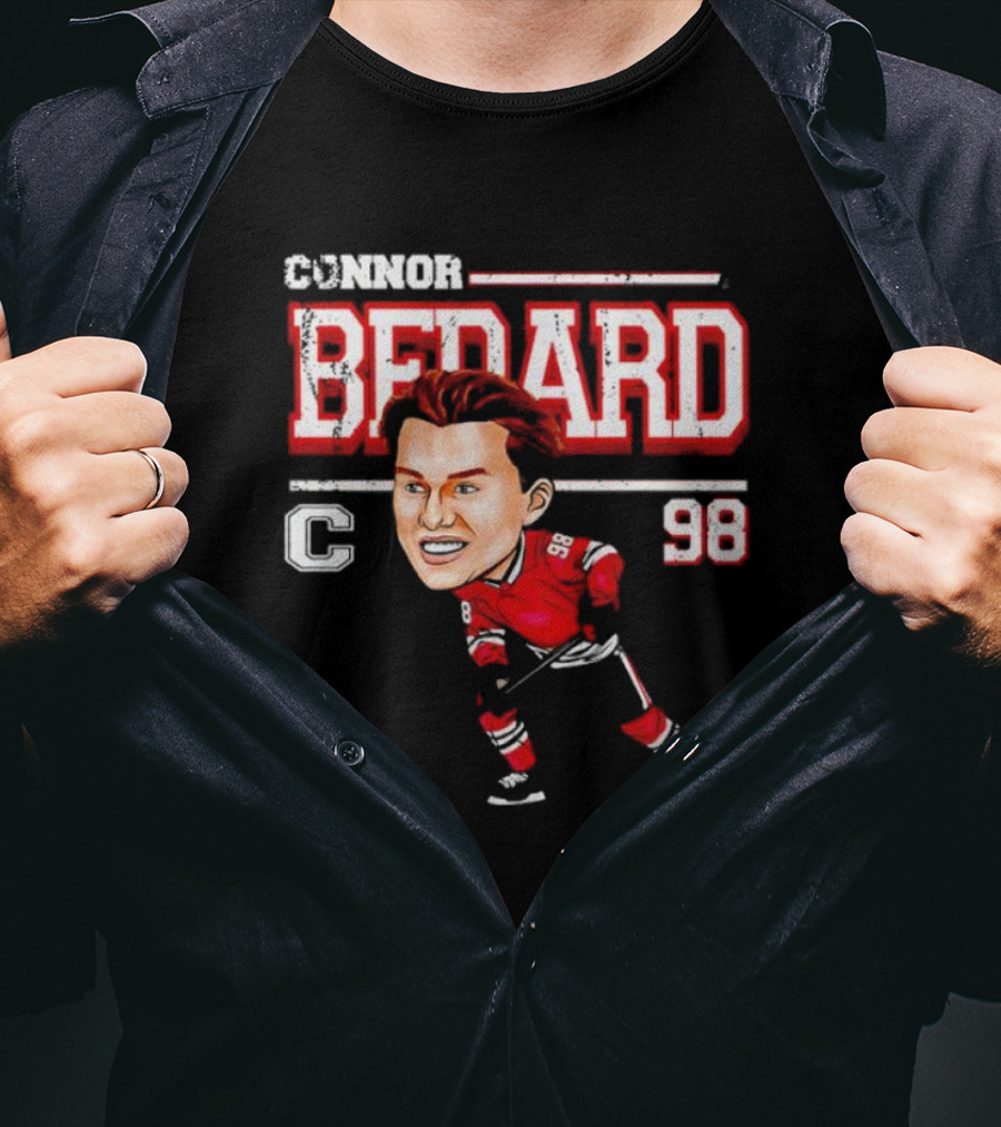 Connor Bedard Chicago Cartoon Hockey 98 T-Shirt