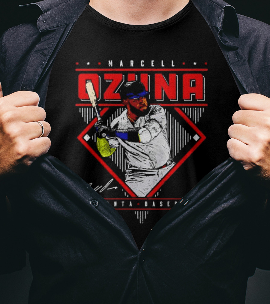 Marcell Ozuna Atlanta Baseball Diamond Graphic Signature T-Shirt