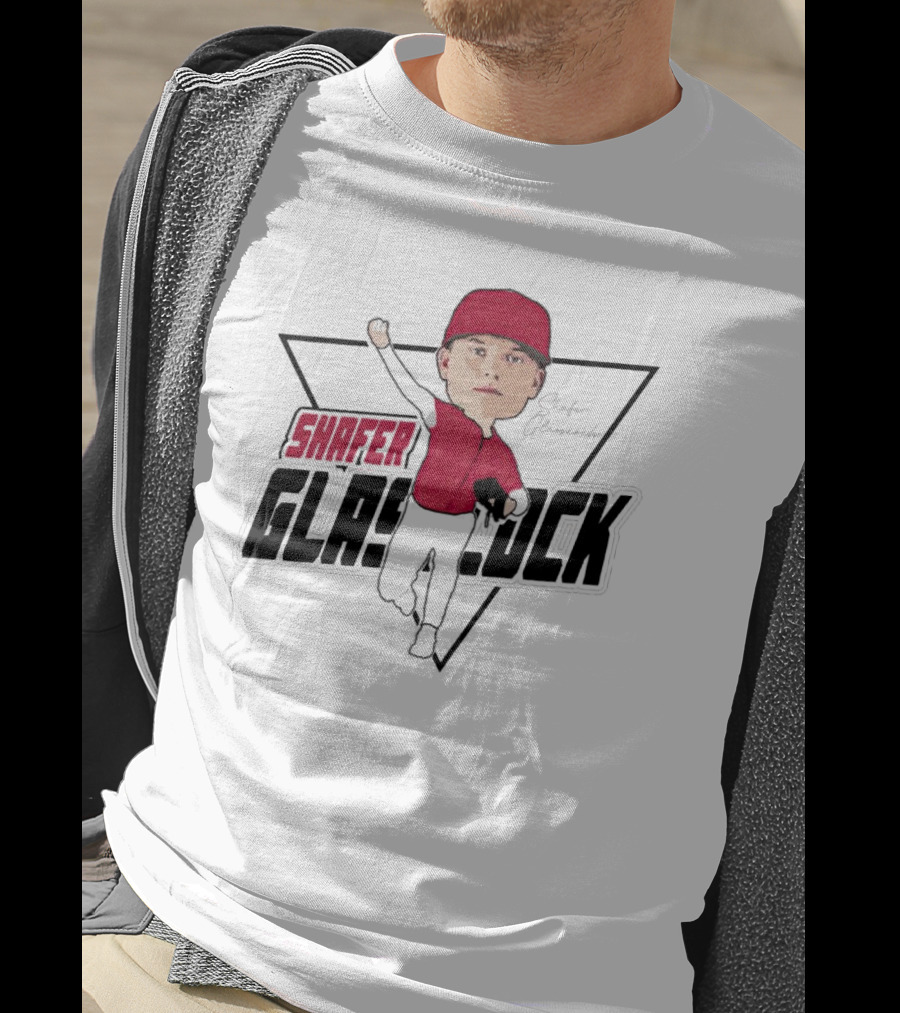 Shafer Glasscock Caricature Signature Red Cap Baseball Pose T-Shirt