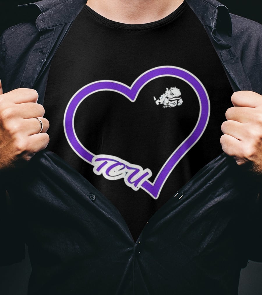 TCU Horned Frogs Purple Heart Outline T-Shirt