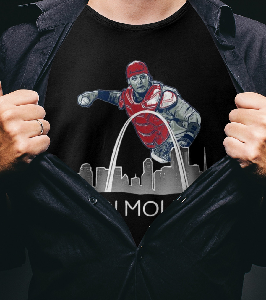 Yadi Molina St. Louis Skyline Arch Baseball T-Shirt